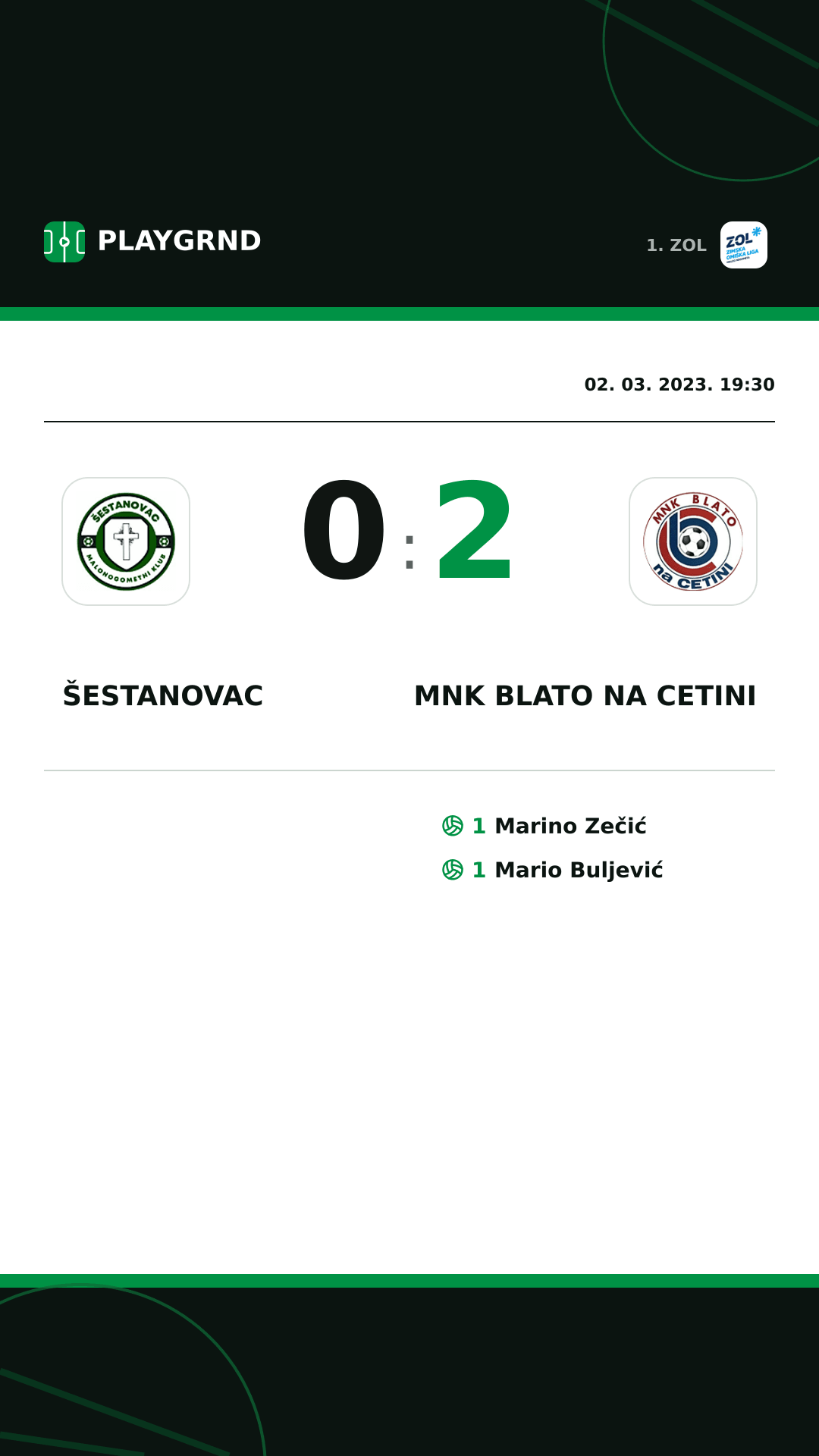Instagram slika: Šestanovac 0:2 MNK Blato na Cetini