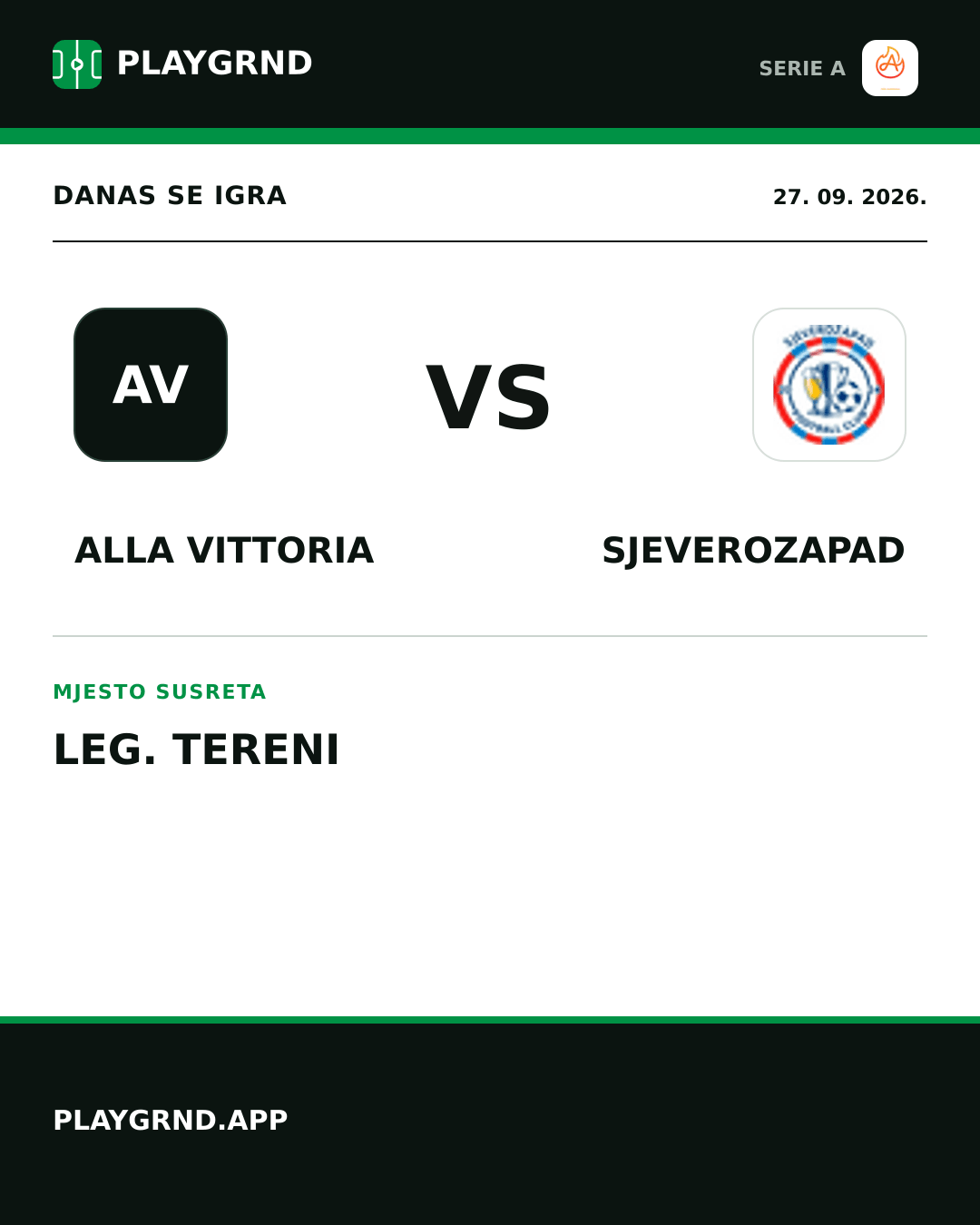 Instagram slika: Alla Vittoria vs Sjeverozapad