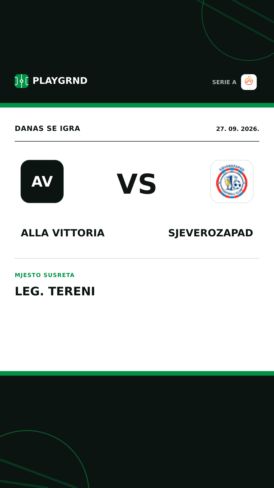 Instagram slika: Alla Vittoria vs Sjeverozapad