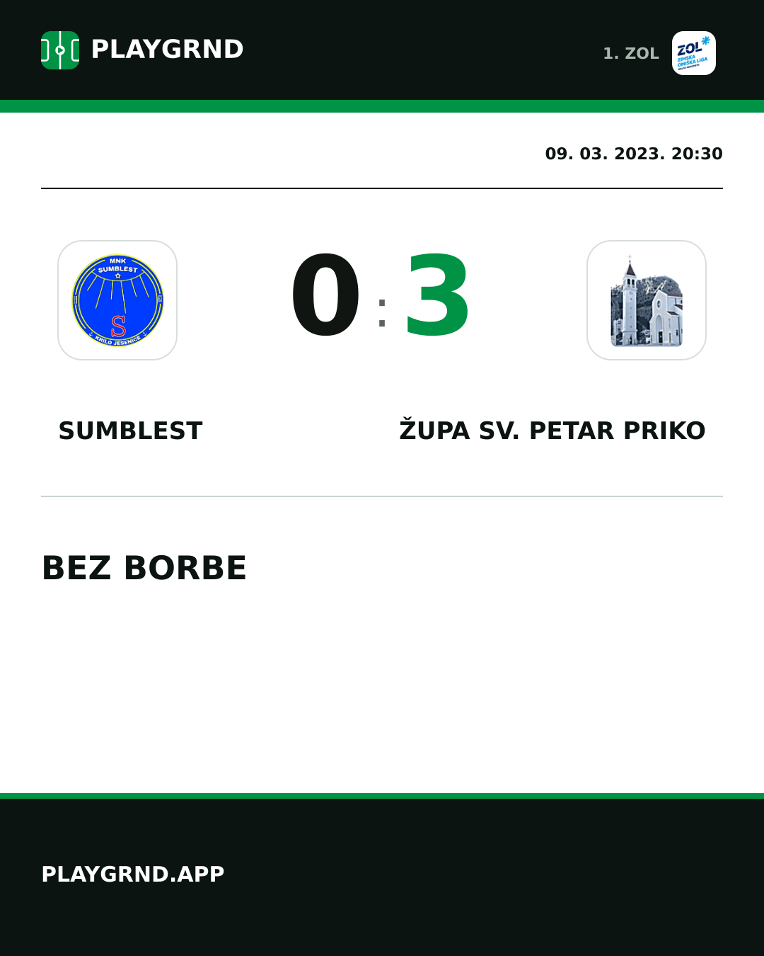 Instagram slika: Sumblest 0:3 Župa Sv. Petar Priko