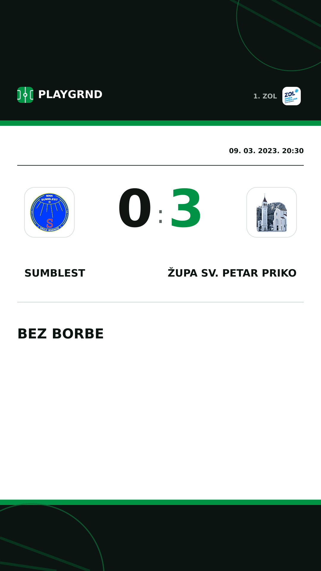 Instagram slika: Sumblest 0:3 Župa Sv. Petar Priko