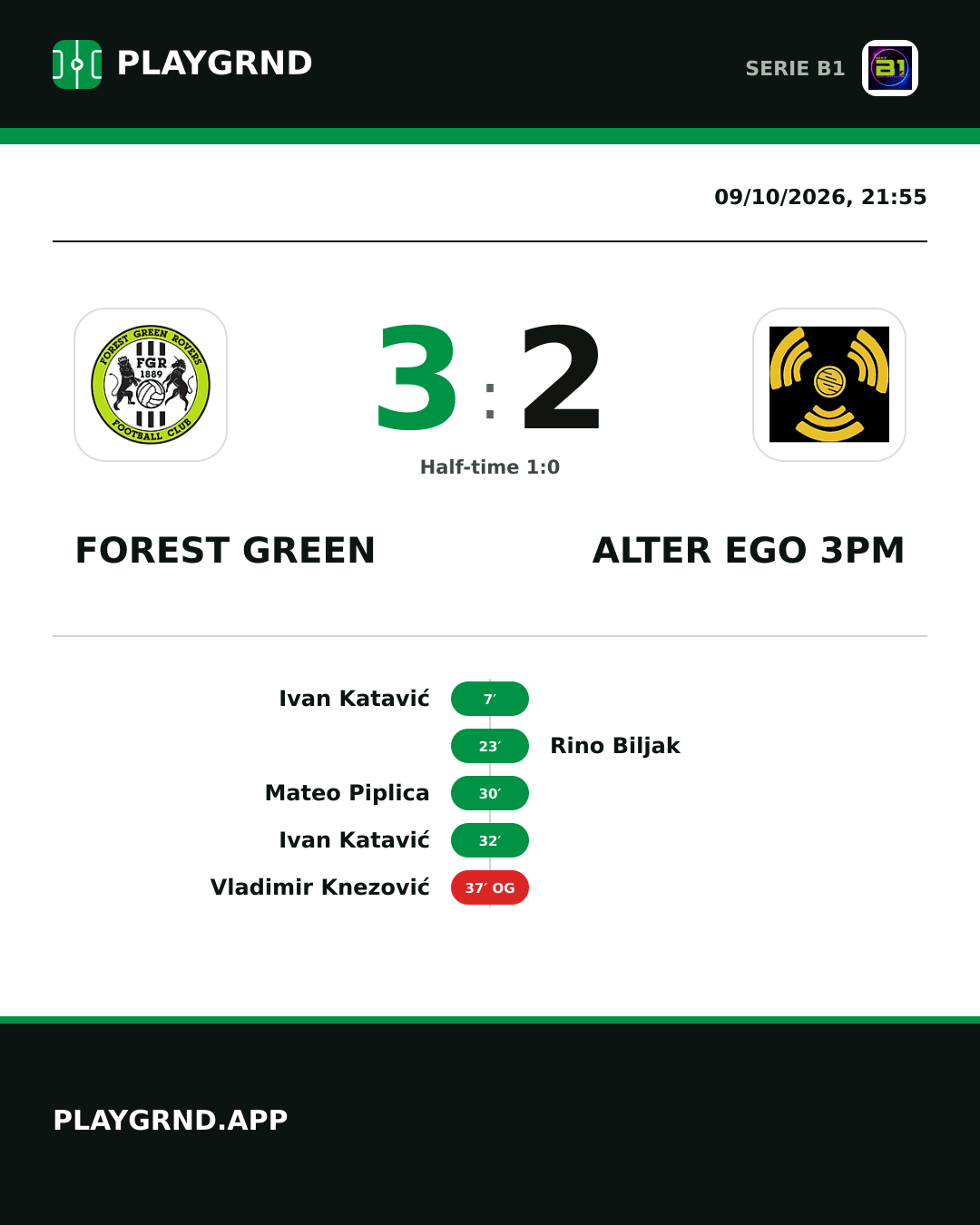 Instagram artwork: Forest Green 3:2 Alter Ego 3PM