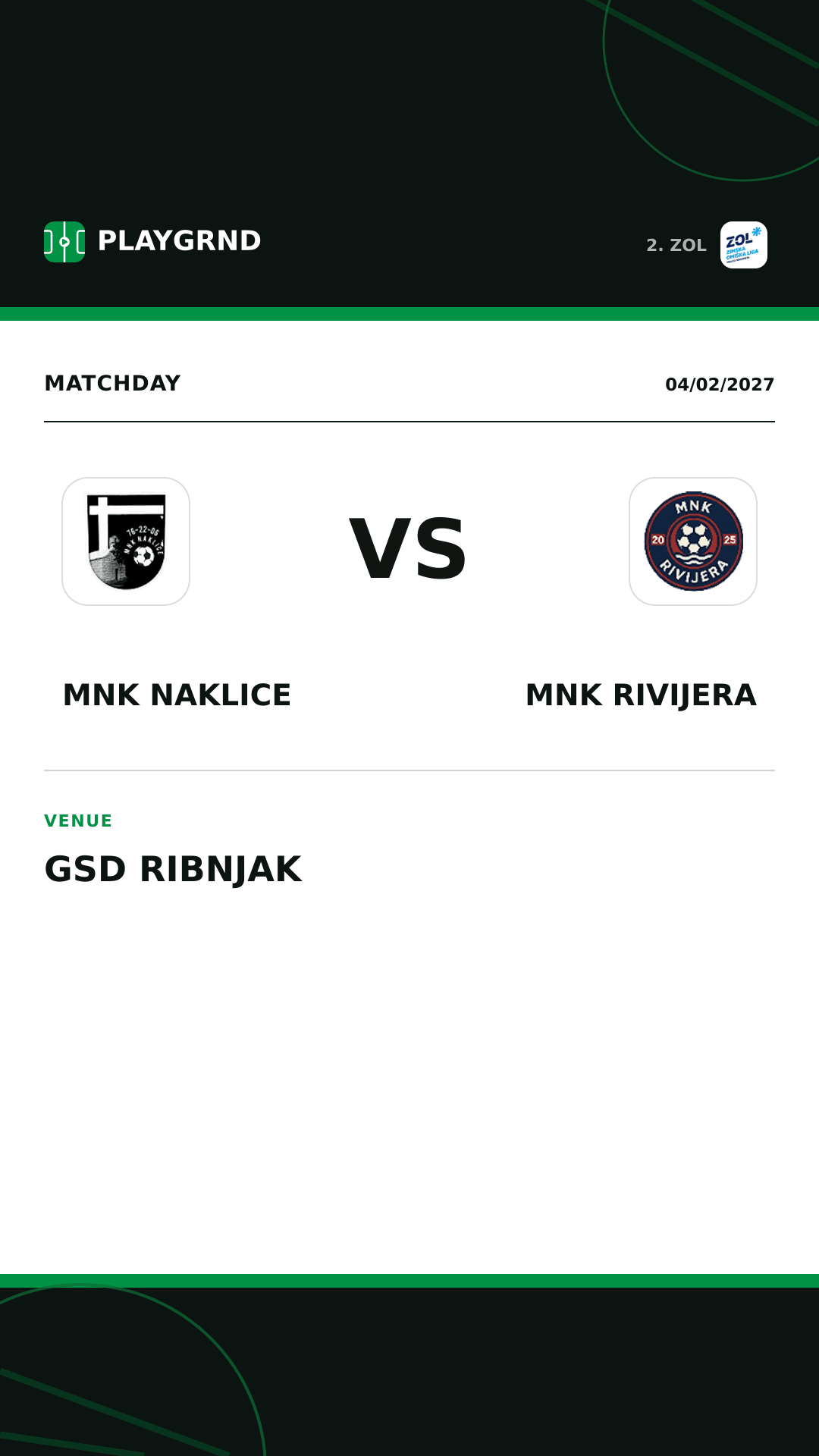 Instagram artwork: MNK Naklice vs MNK Rivijera