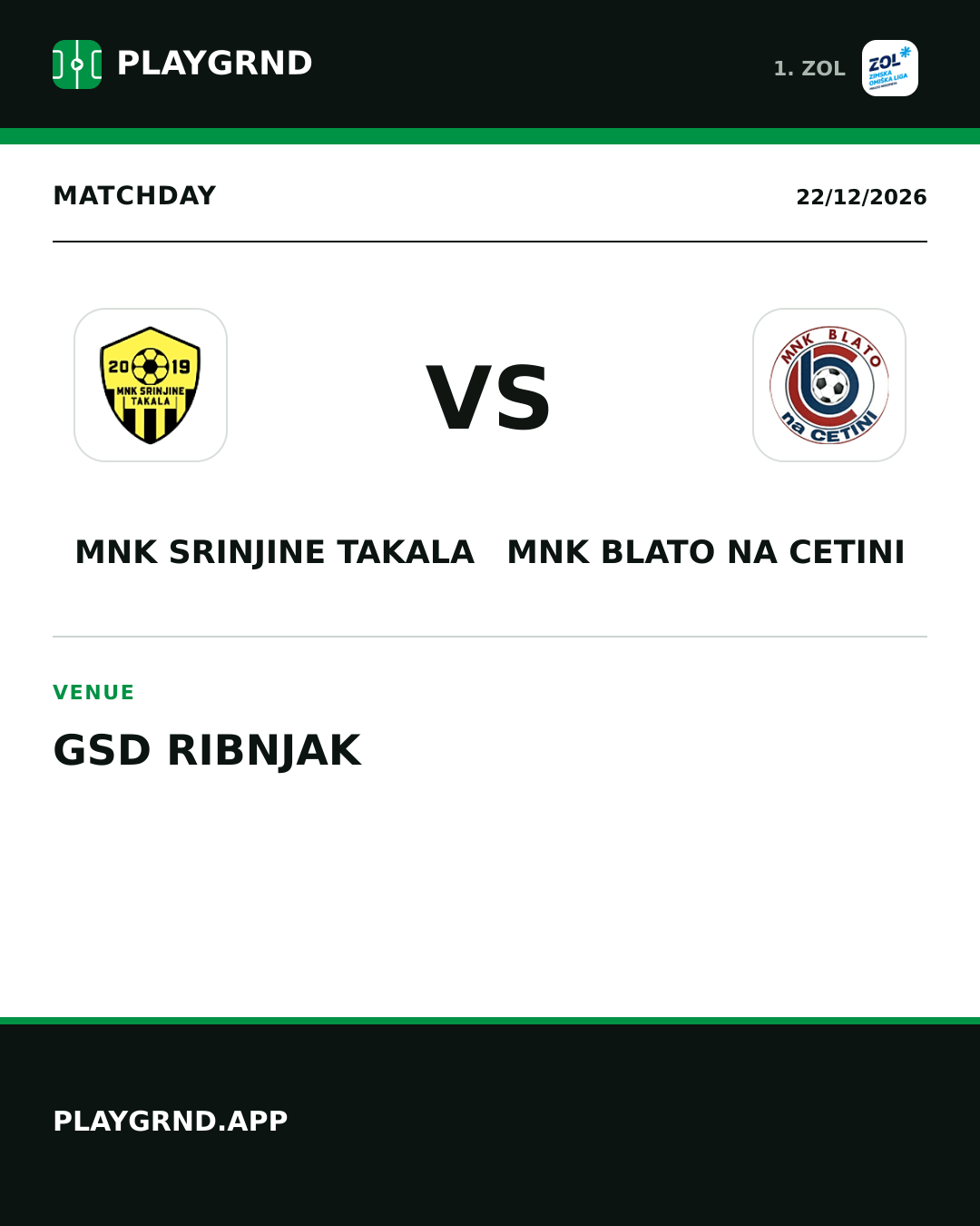 Instagram artwork: MNK Srinjine Takala vs MNK Blato na Cetini