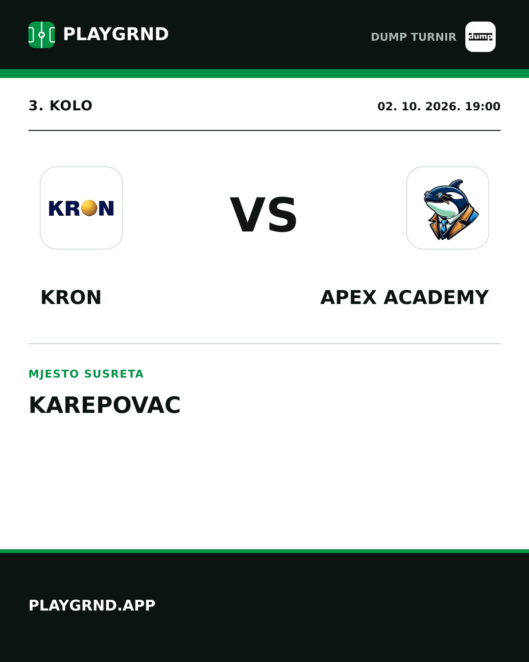 Instagram slika: Kron vs Apex Academy