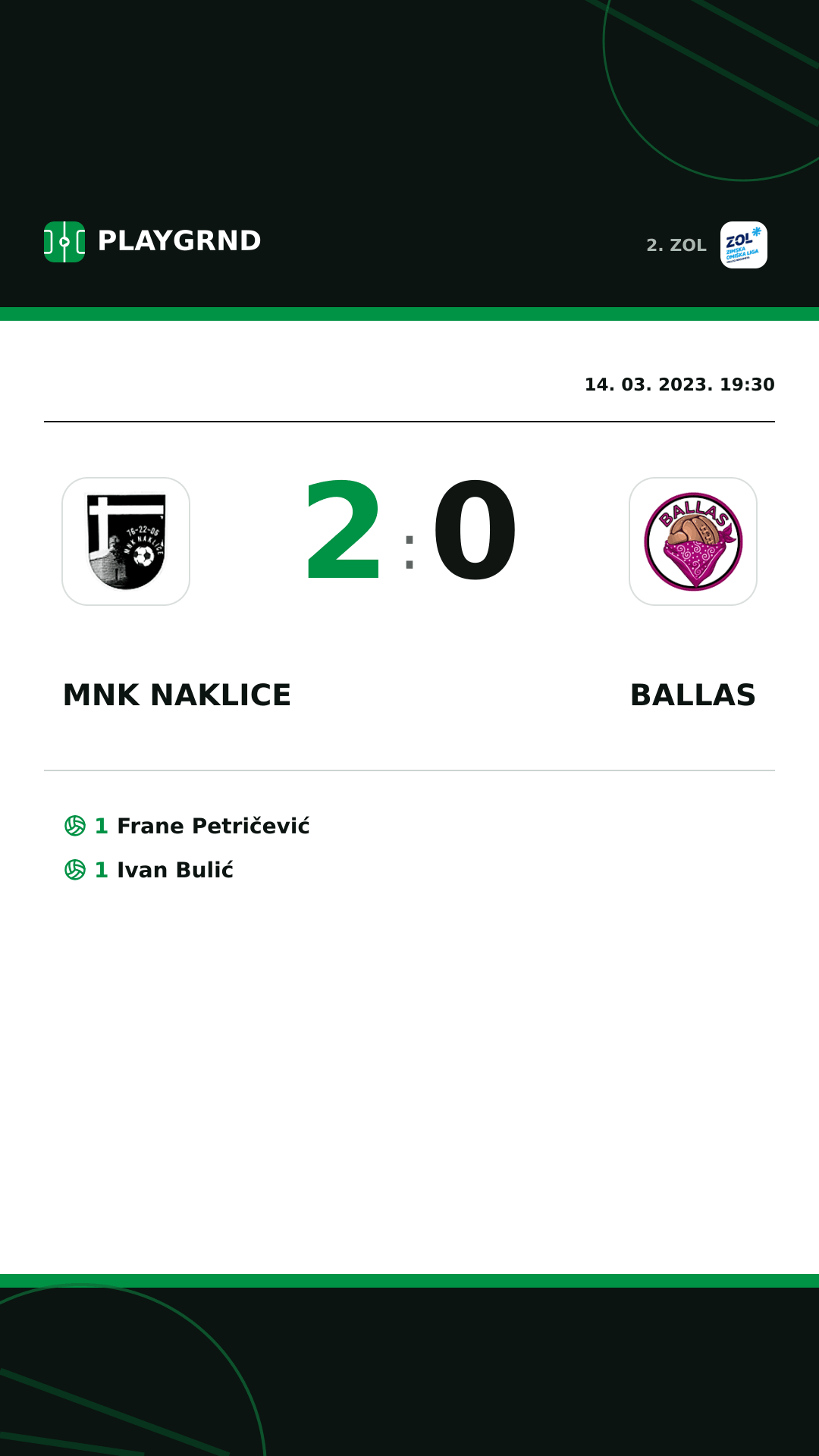 Instagram slika: MNK Naklice 2:0 Ballas