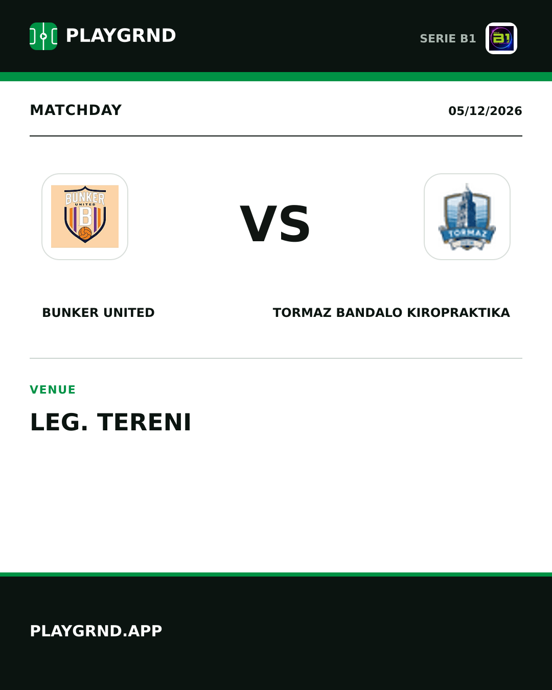 Instagram artwork: Bunker United vs Tormaz Bandalo Kiropraktika