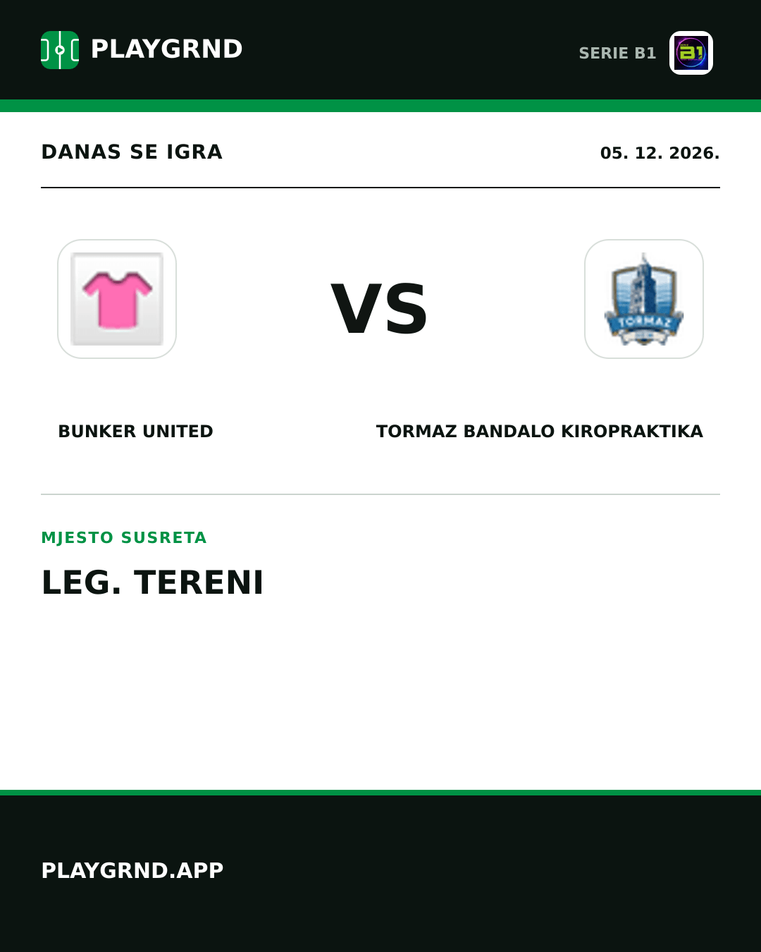 Instagram slika: Bunker United vs Tormaz Bandalo Kiropraktika