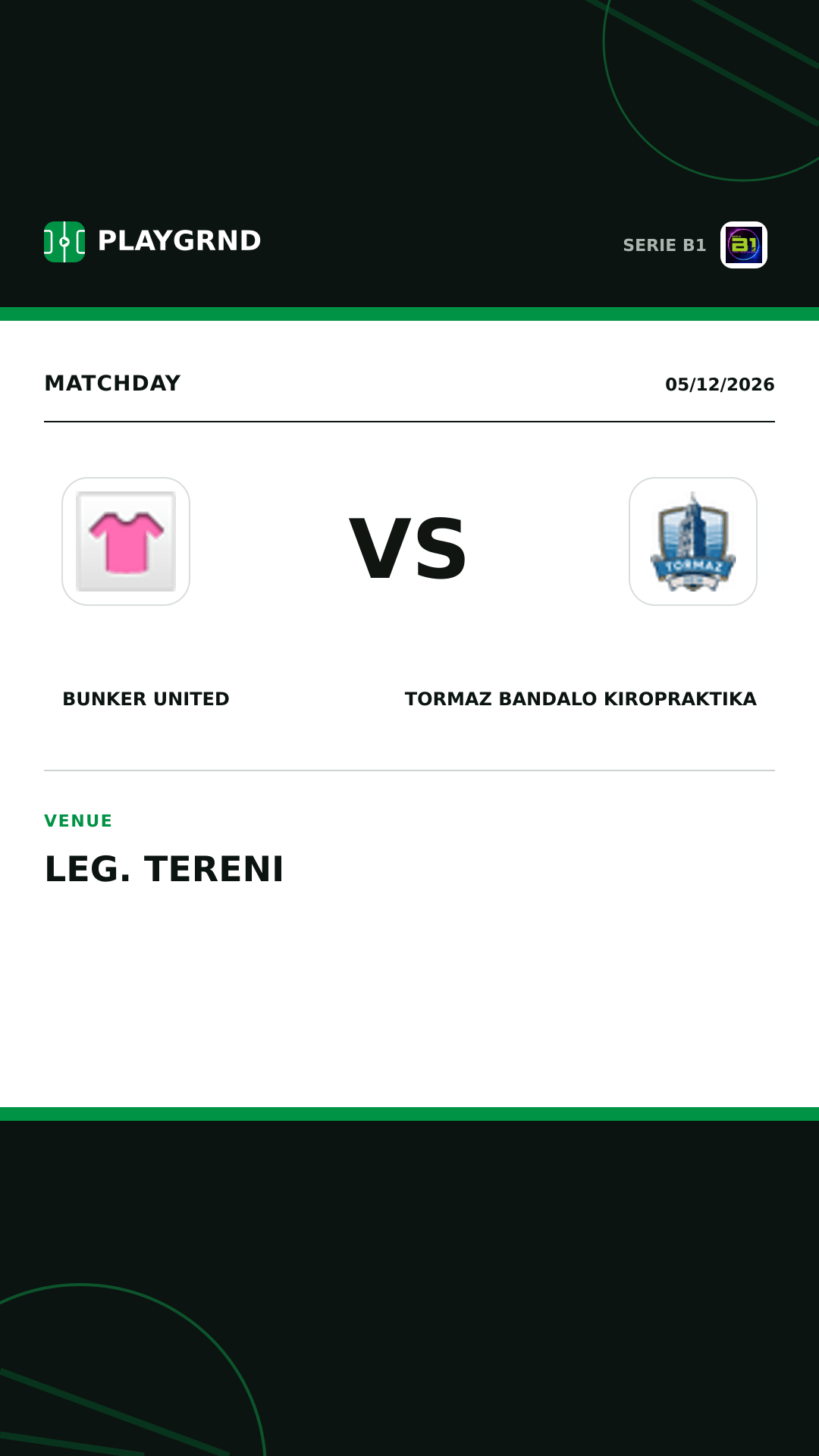Instagram artwork: Bunker United vs Tormaz Bandalo Kiropraktika