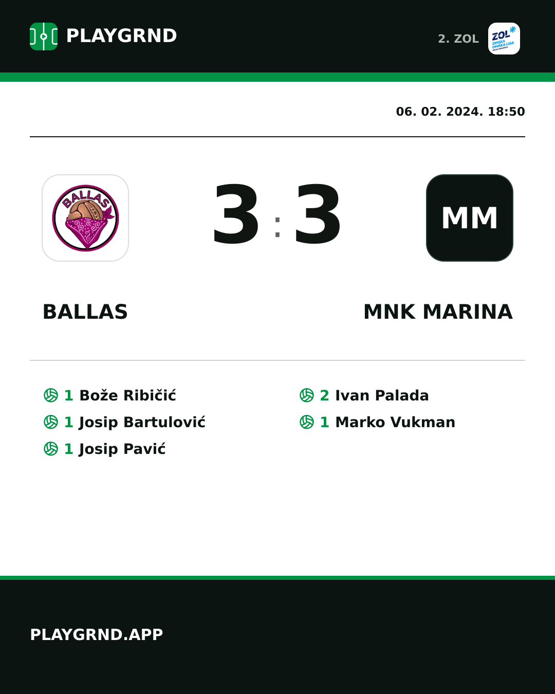 Instagram slika: Ballas 3:3 MNK Marina