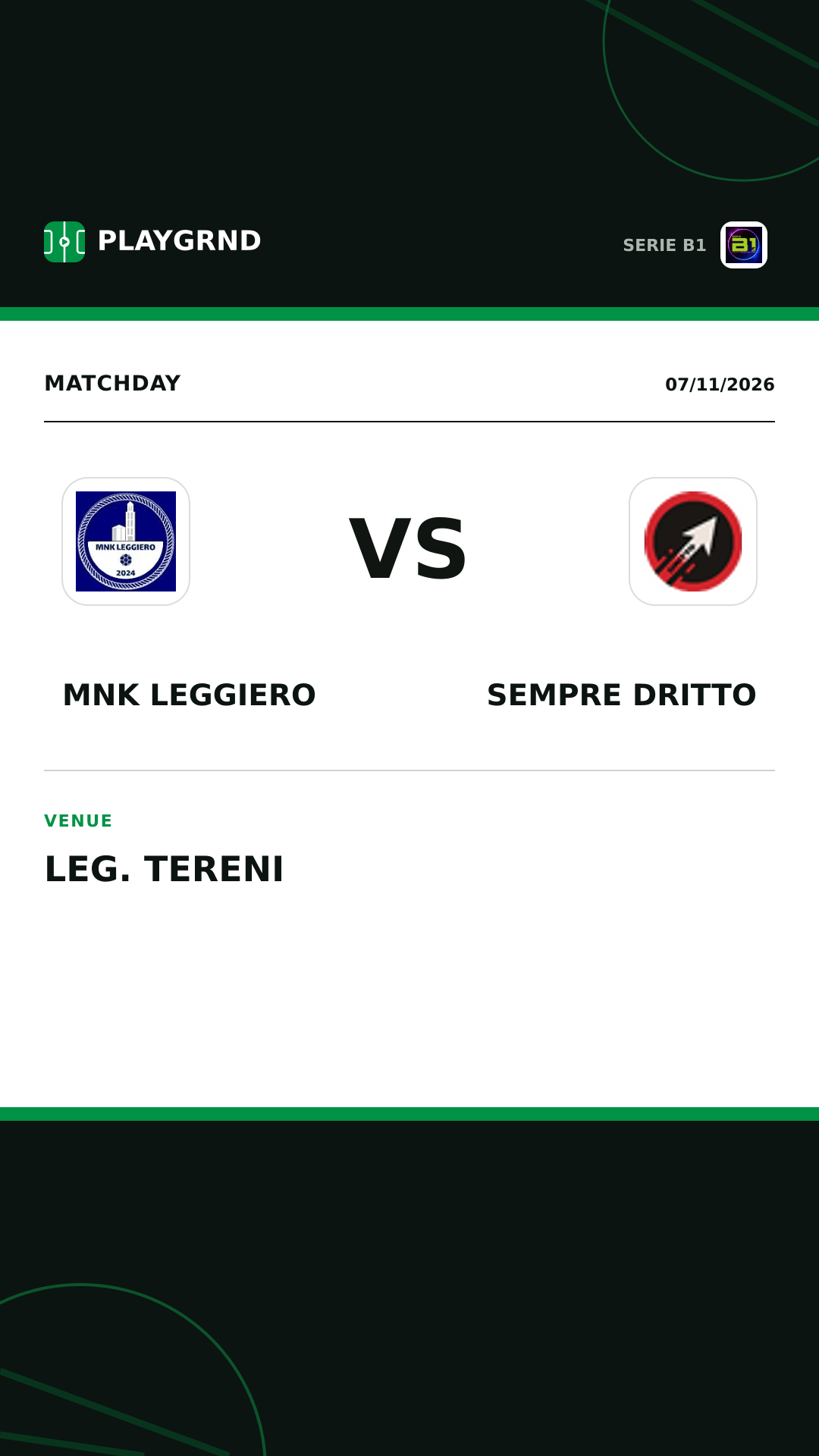 Instagram artwork: MNK Leggiero vs Sempre Dritto