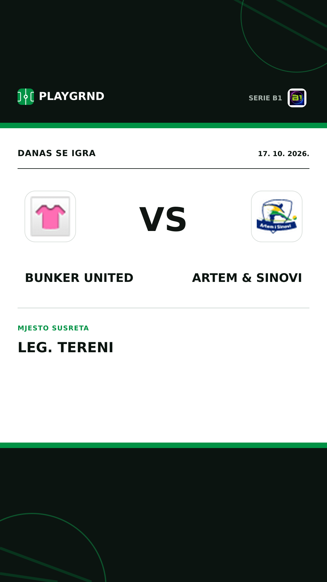 Instagram slika: Bunker United vs Artem & Sinovi