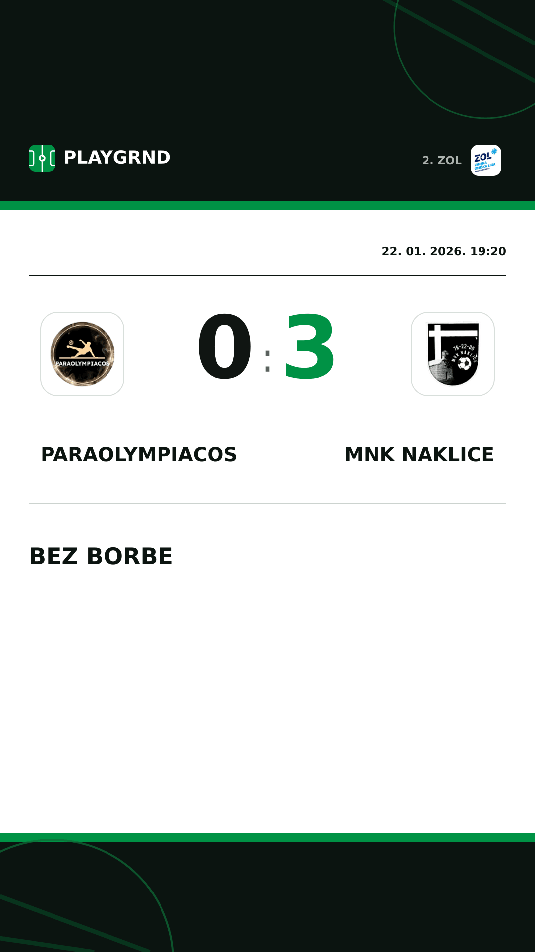 Instagram slika: Paraolympiacos 0:3 MNK Naklice