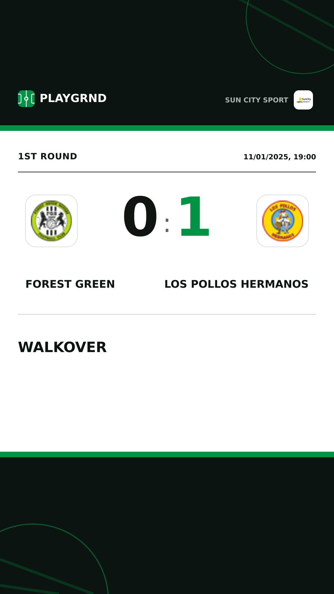 Instagram artwork: Forest Green 0:1 Los Pollos Hermanos