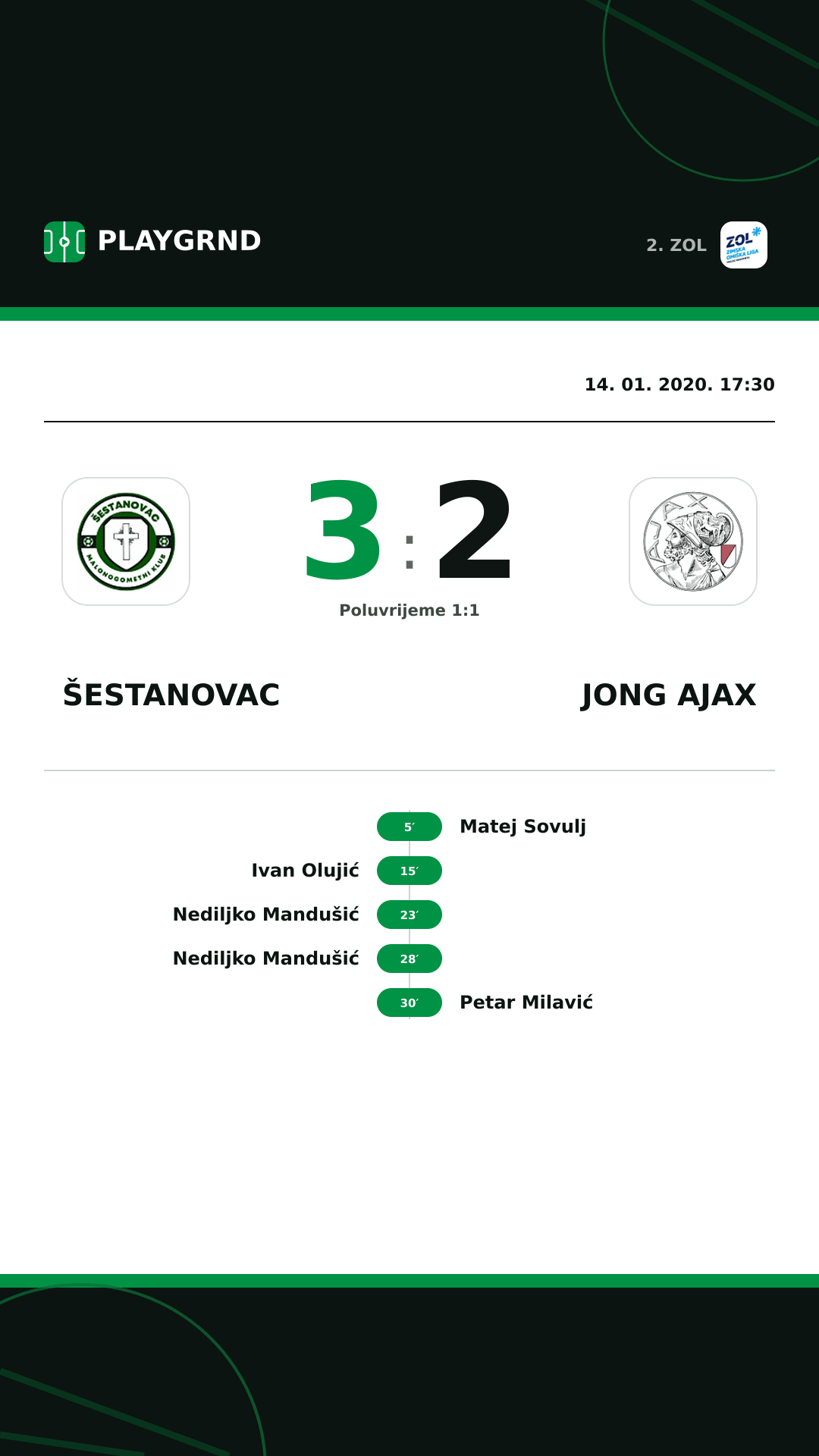 Instagram slika: Šestanovac 3:2 Jong Ajax