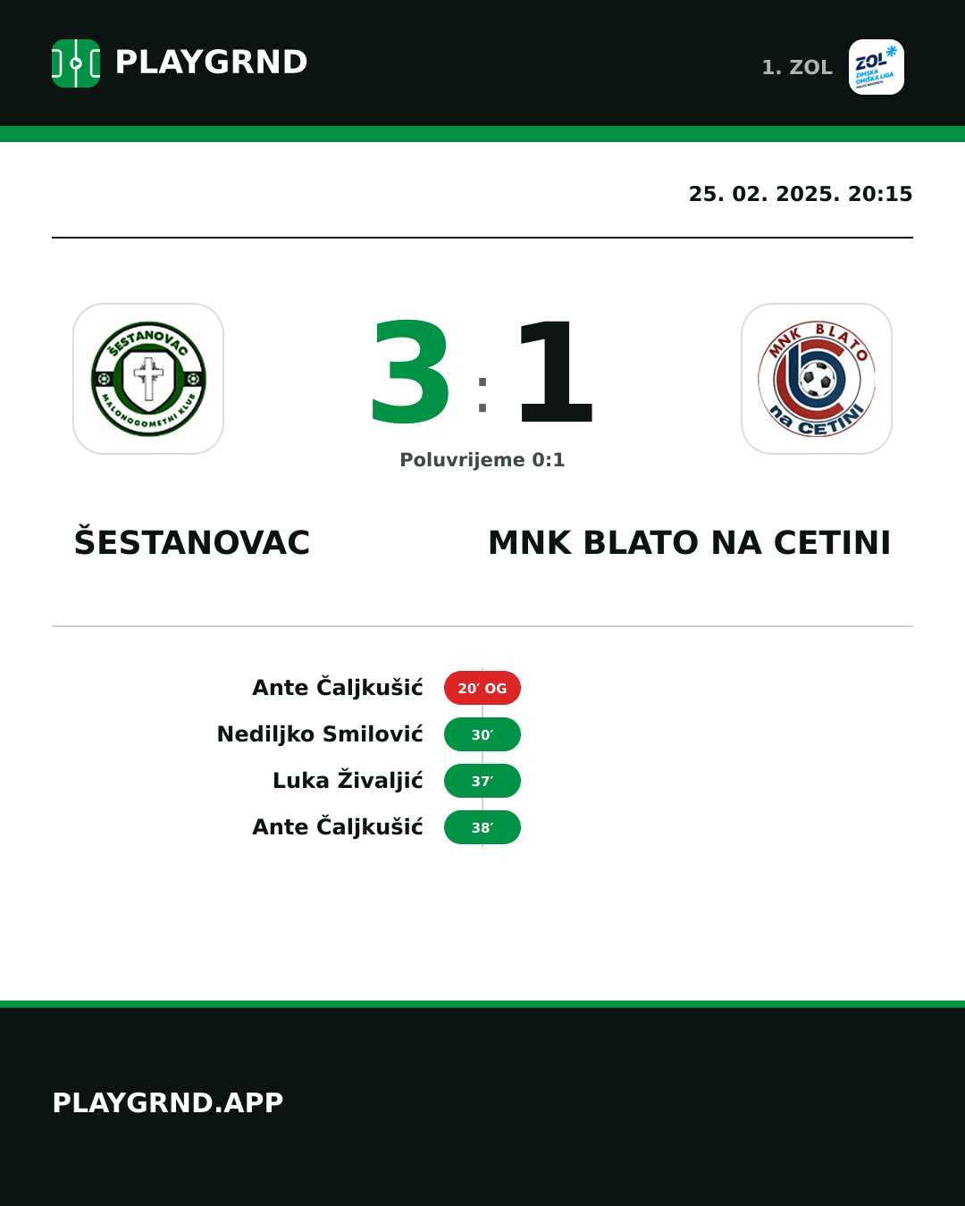 Instagram slika: Šestanovac 3:1 MNK Blato na Cetini