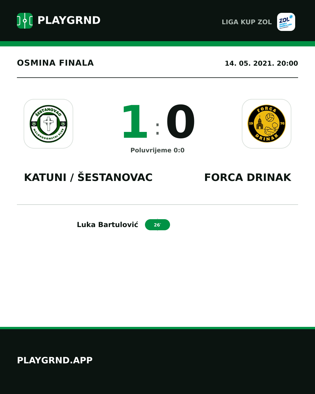 Instagram slika: Katuni / Šestanovac 1:0 Forca Drinak