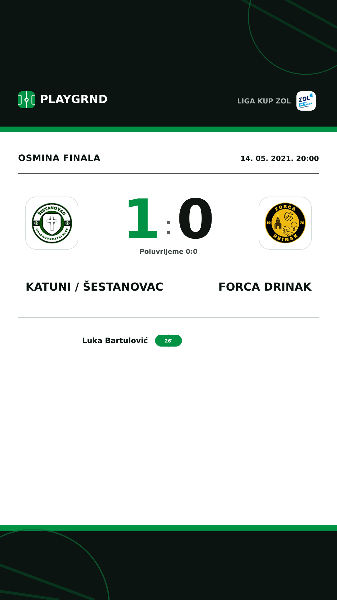 Instagram slika: Katuni / Šestanovac 1:0 Forca Drinak