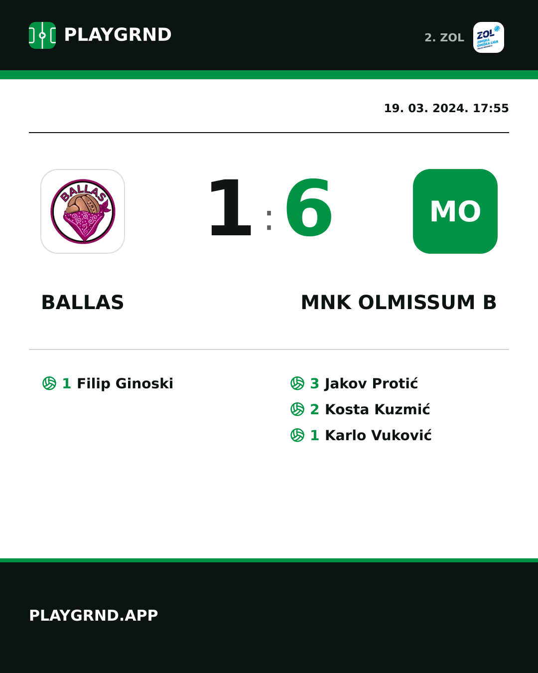 Instagram slika: Ballas 1:6 MNK Olmissum B