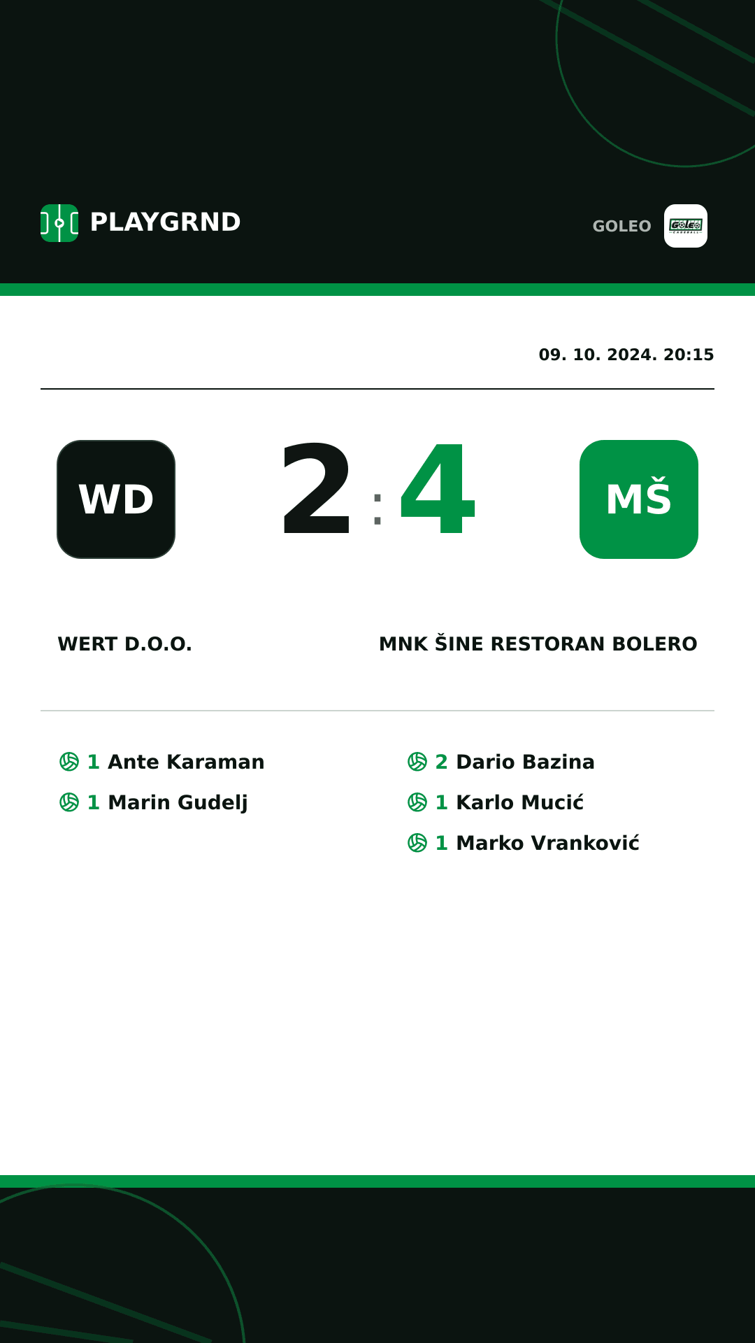 Instagram slika: Wert d.o.o. 2:4 MNK Šine restoran Bolero