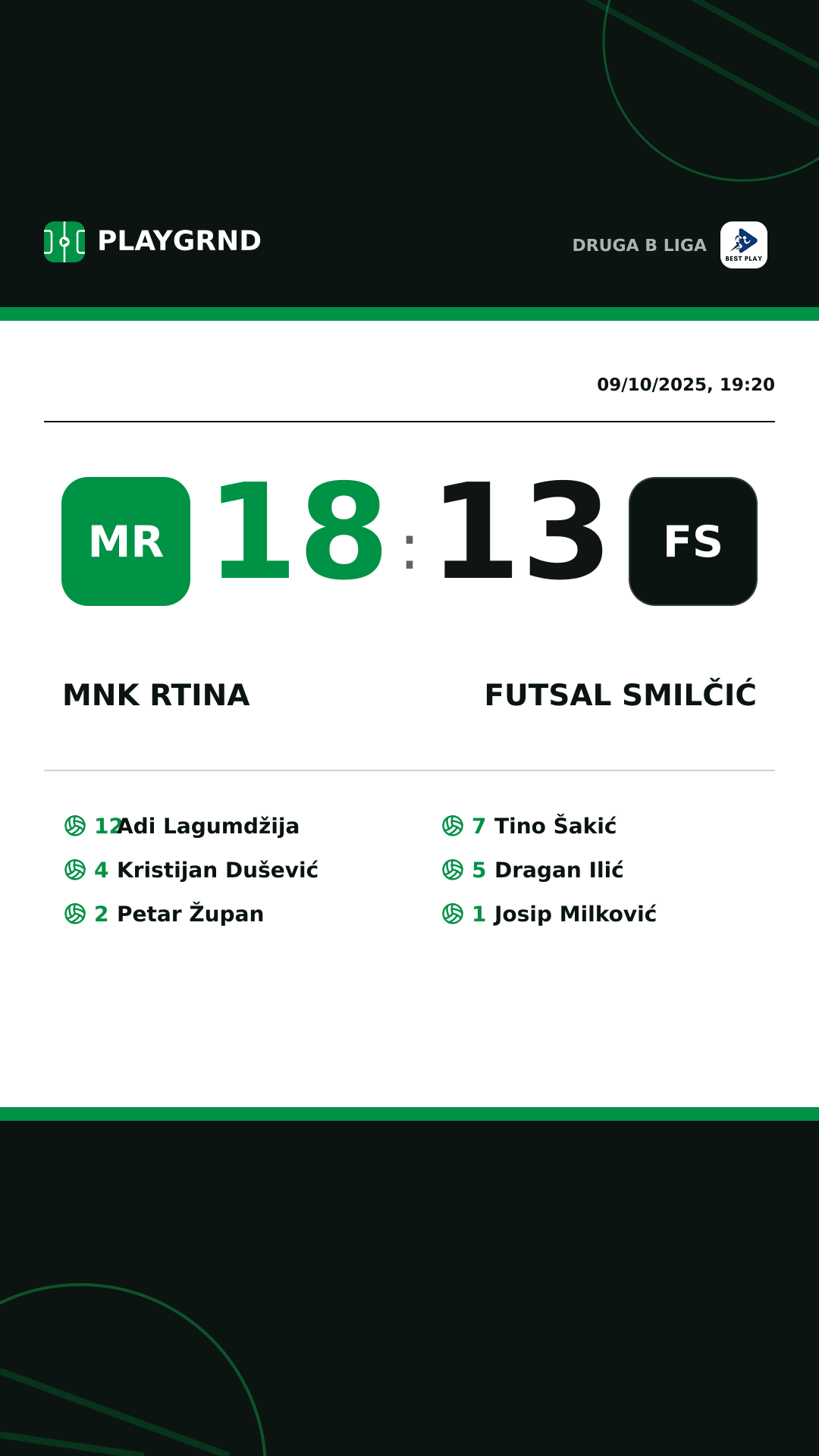 Instagram artwork: Mnk Rtina 18:13 Futsal Smilčić
