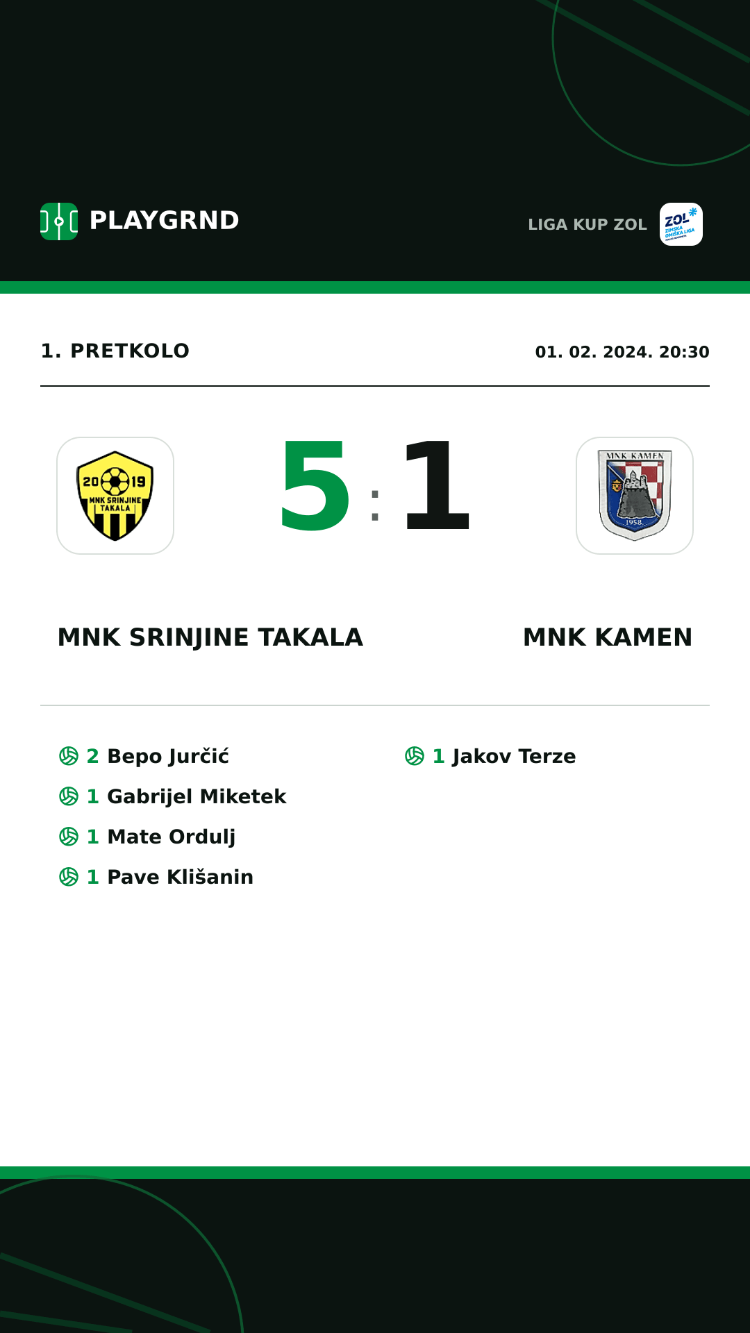 Instagram slika: MNK Srinjine Takala 5:1 MNK Kamen