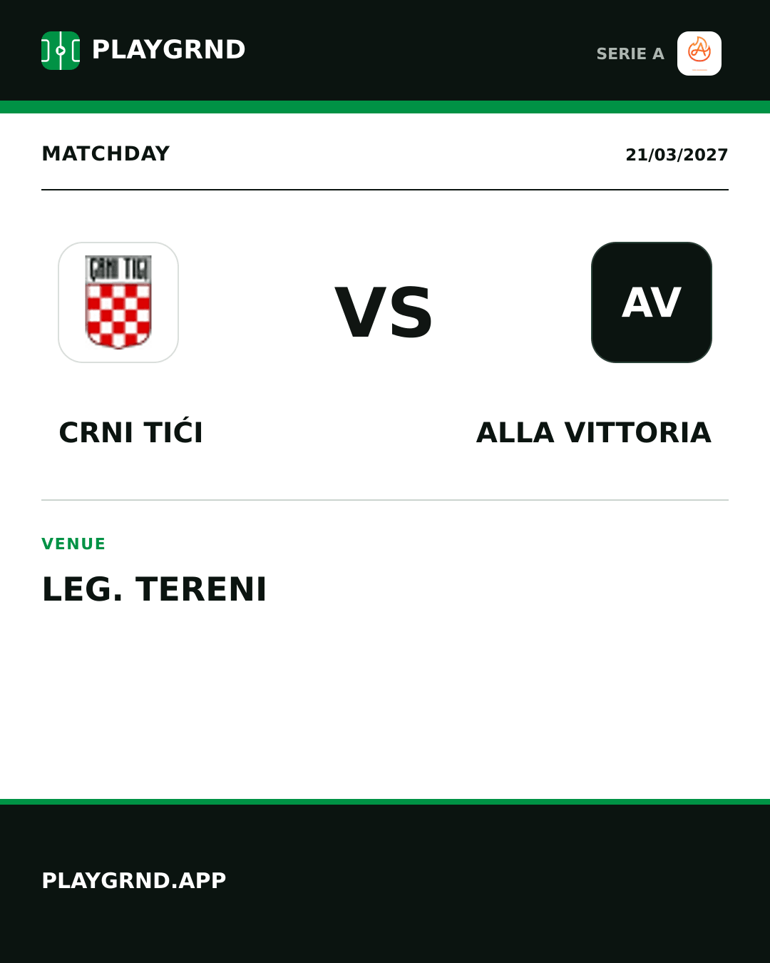 Instagram artwork: Crni Tići vs Alla Vittoria