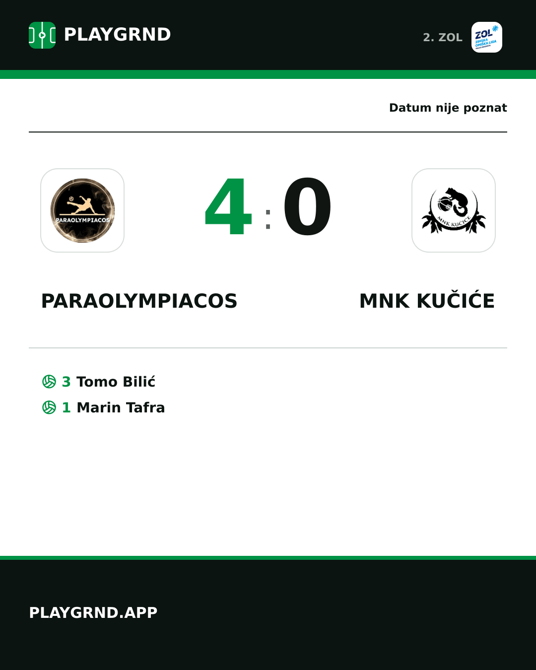 Instagram slika: Paraolympiacos 4:0 MNK Kučiće
