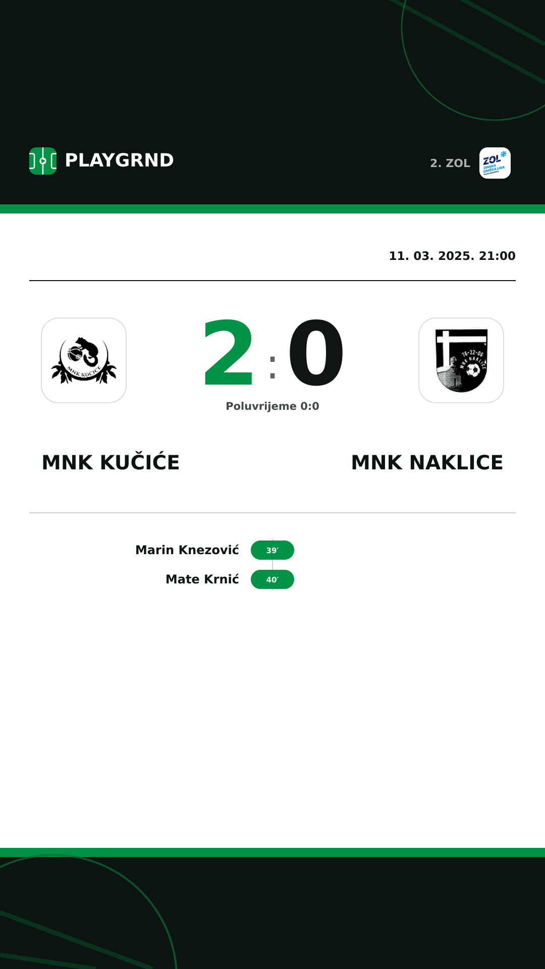 Instagram slika: MNK Kučiće 2:0 MNK Naklice