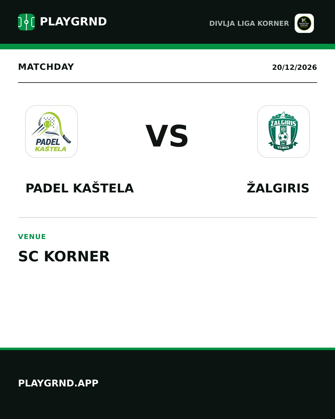 Instagram artwork: Padel Kaštela vs Žalgiris