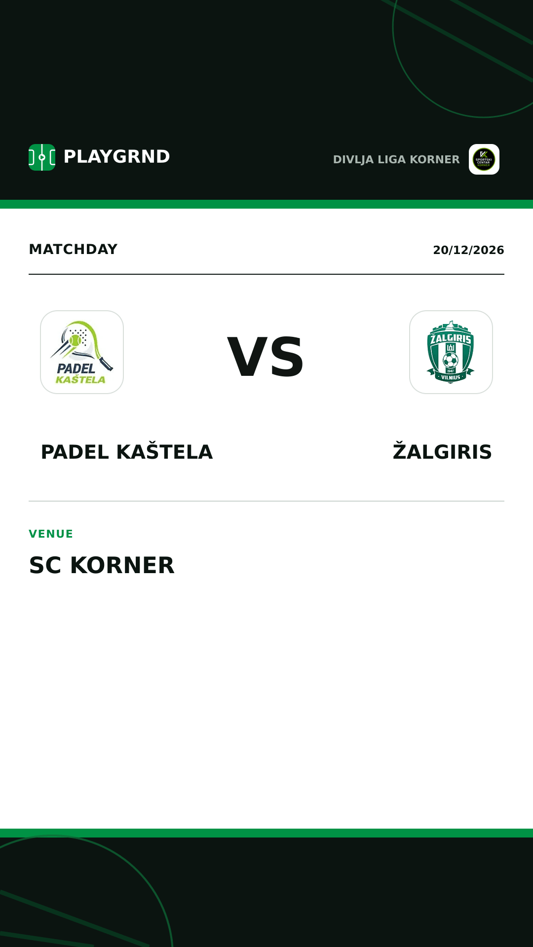 Instagram artwork: Padel Kaštela vs Žalgiris