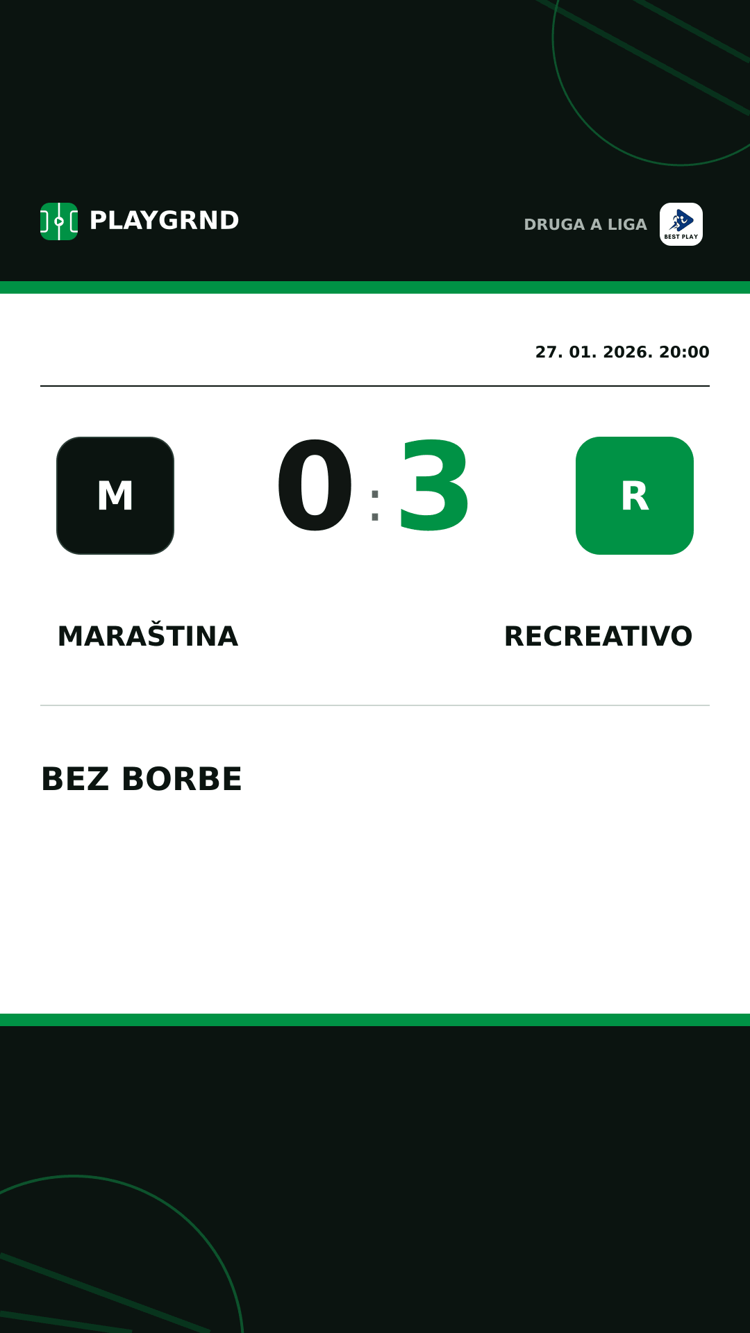 Instagram slika: Maraština 0:3 Recreativo