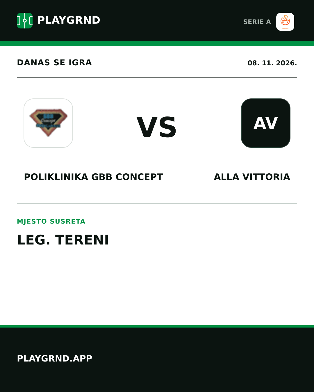 Instagram slika: Poliklinika Gbb Concept vs Alla Vittoria