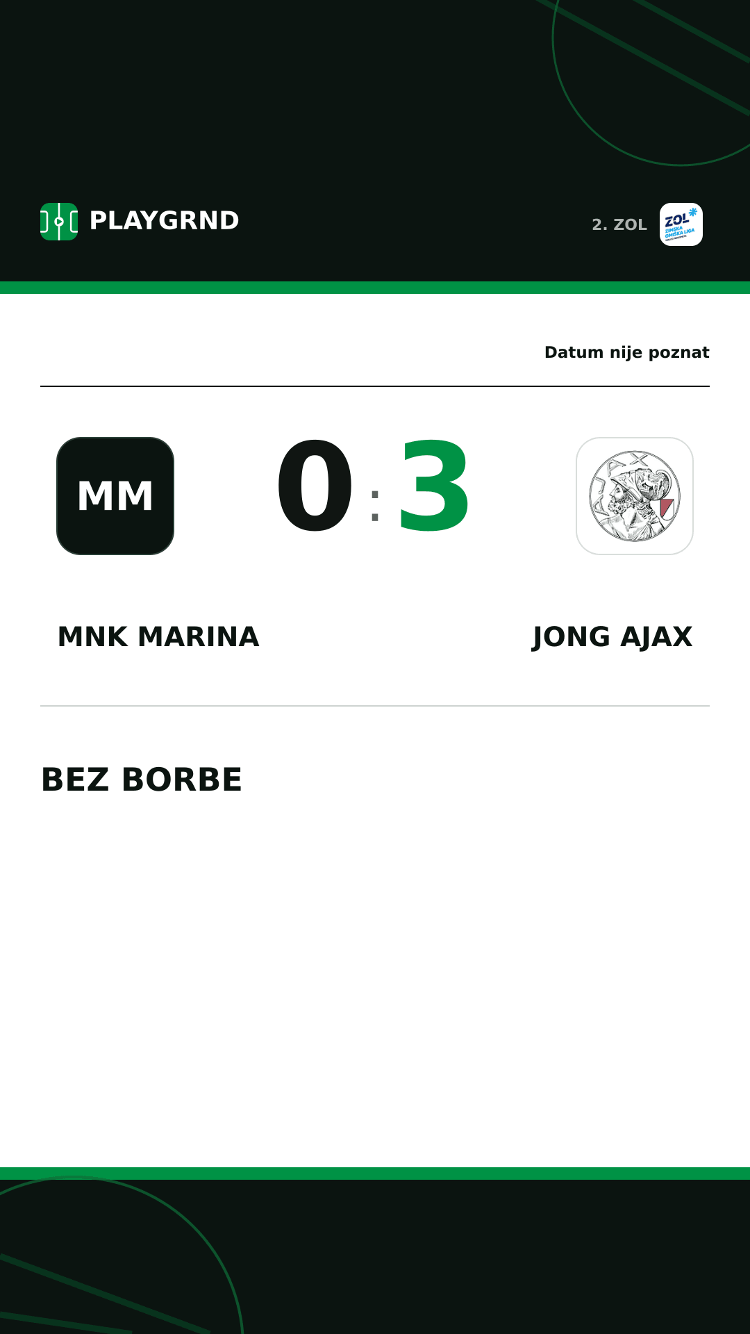 Instagram slika: MNK Marina 0:3 Jong Ajax