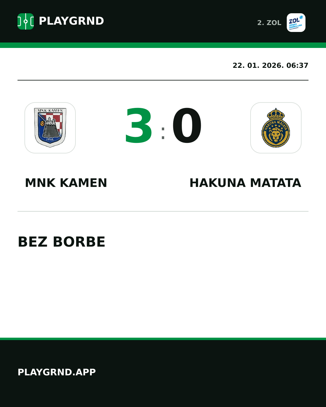 Instagram slika: MNK Kamen 3:0 Hakuna Matata