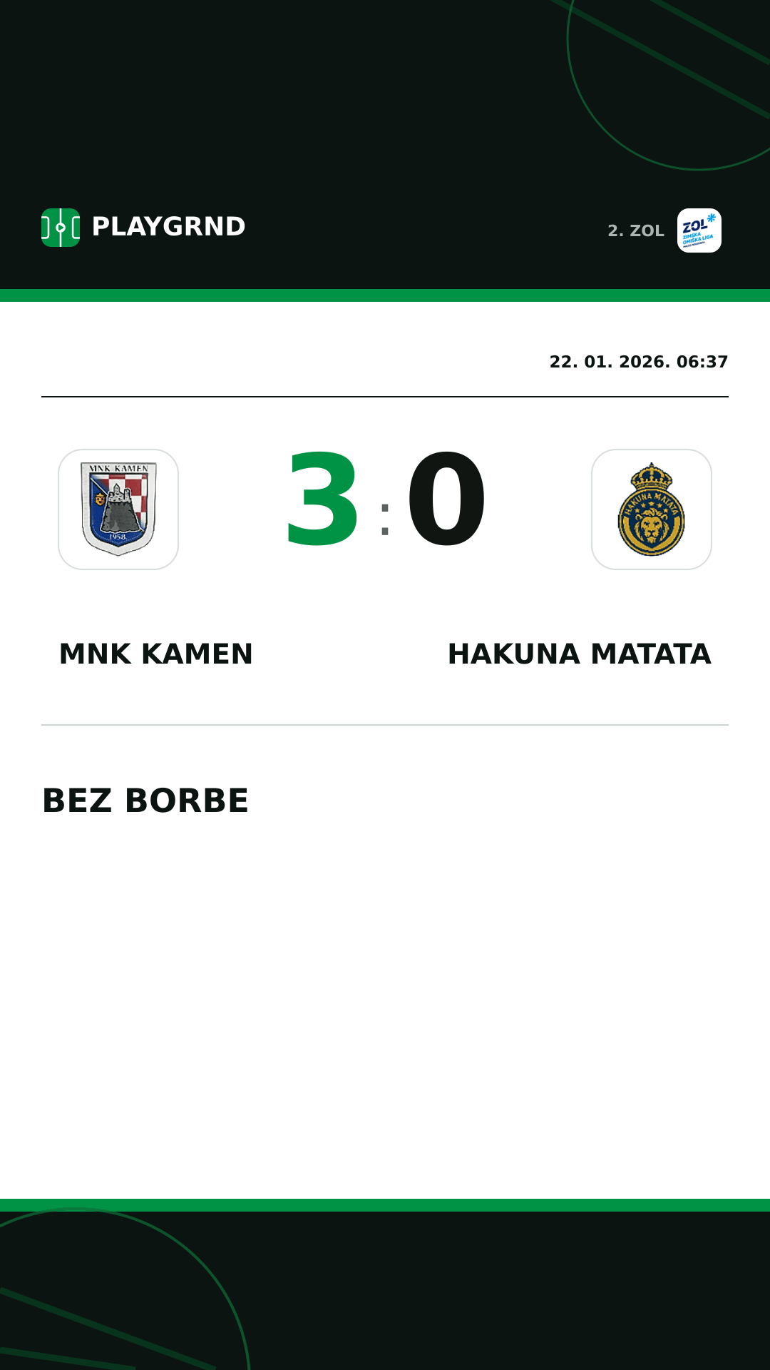 Instagram slika: MNK Kamen 3:0 Hakuna Matata