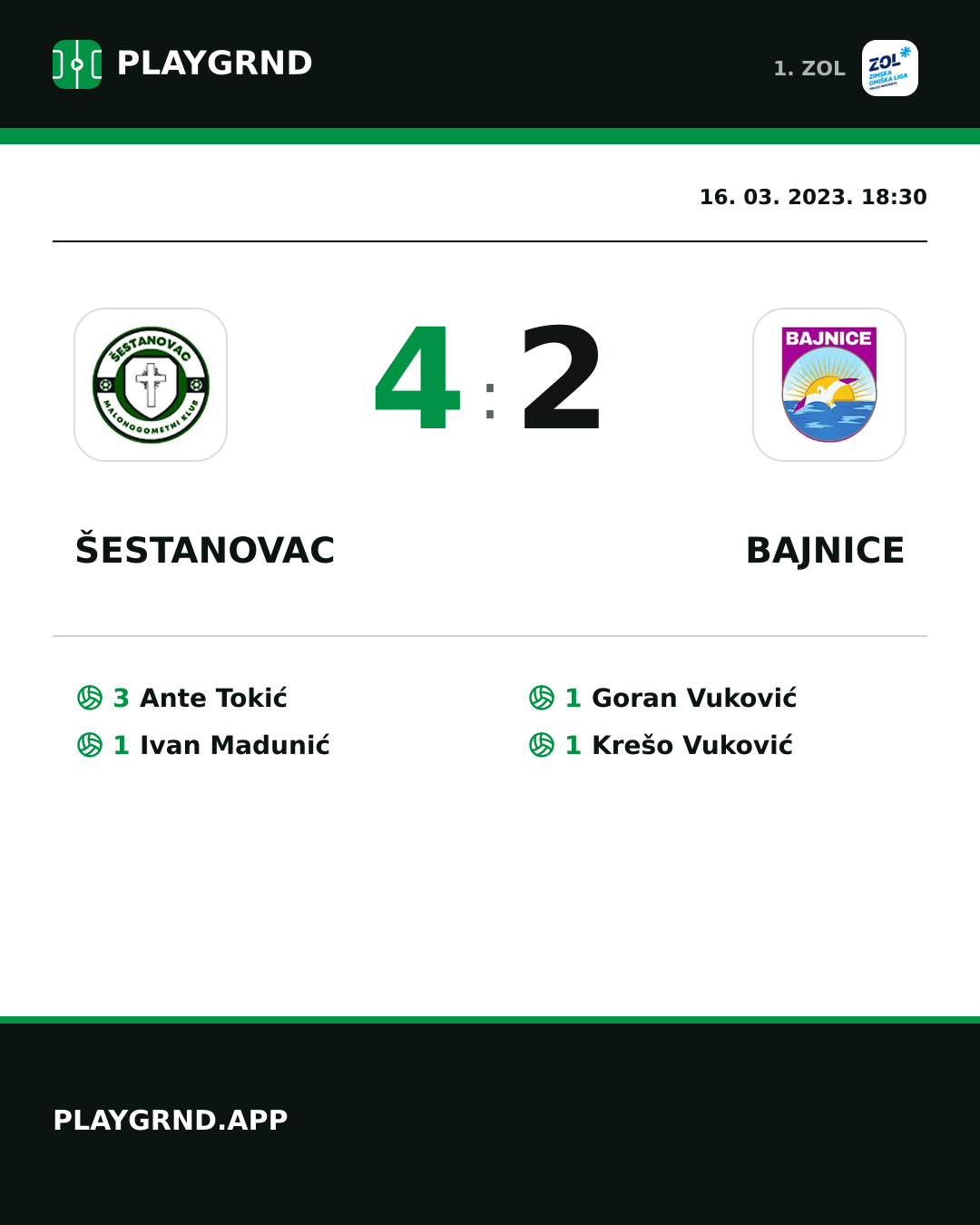 Instagram slika: Šestanovac 4:2 Bajnice