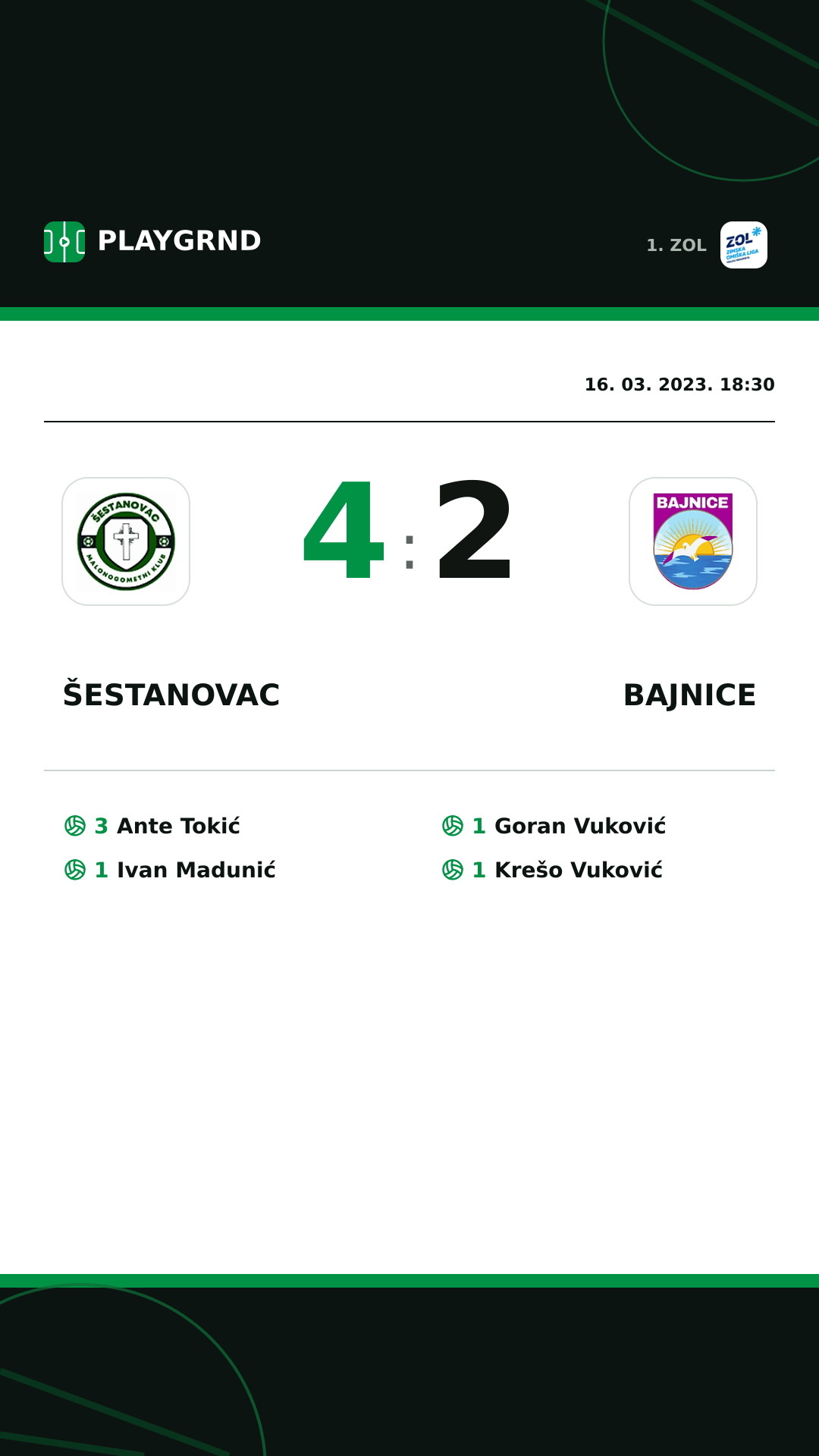 Instagram slika: Šestanovac 4:2 Bajnice
