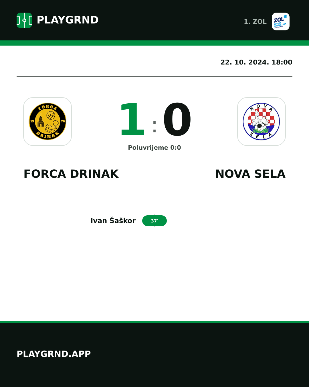 Instagram slika: Forca Drinak 1:0 Nova Sela