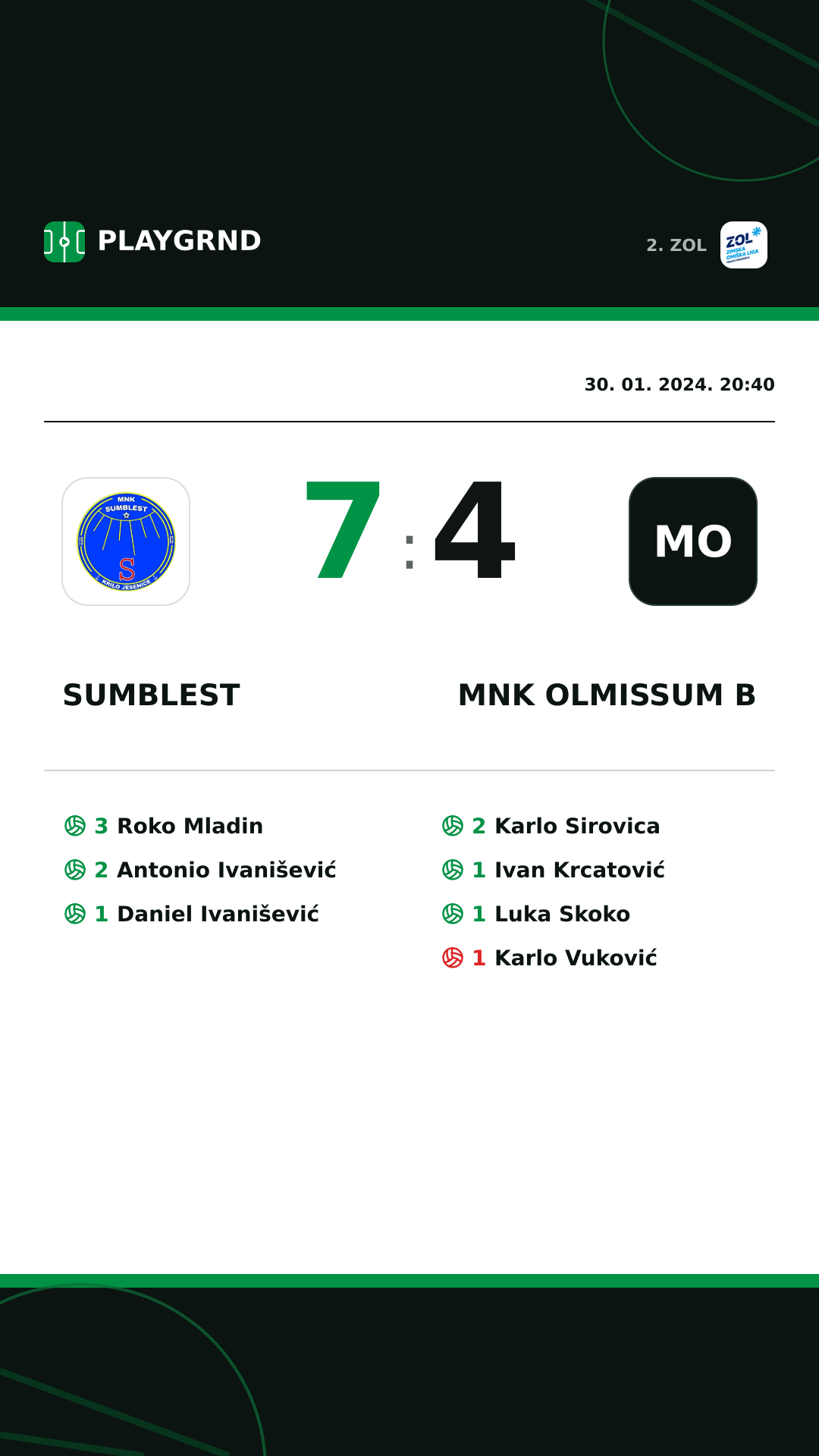 Instagram slika: Sumblest 7:4 MNK Olmissum B