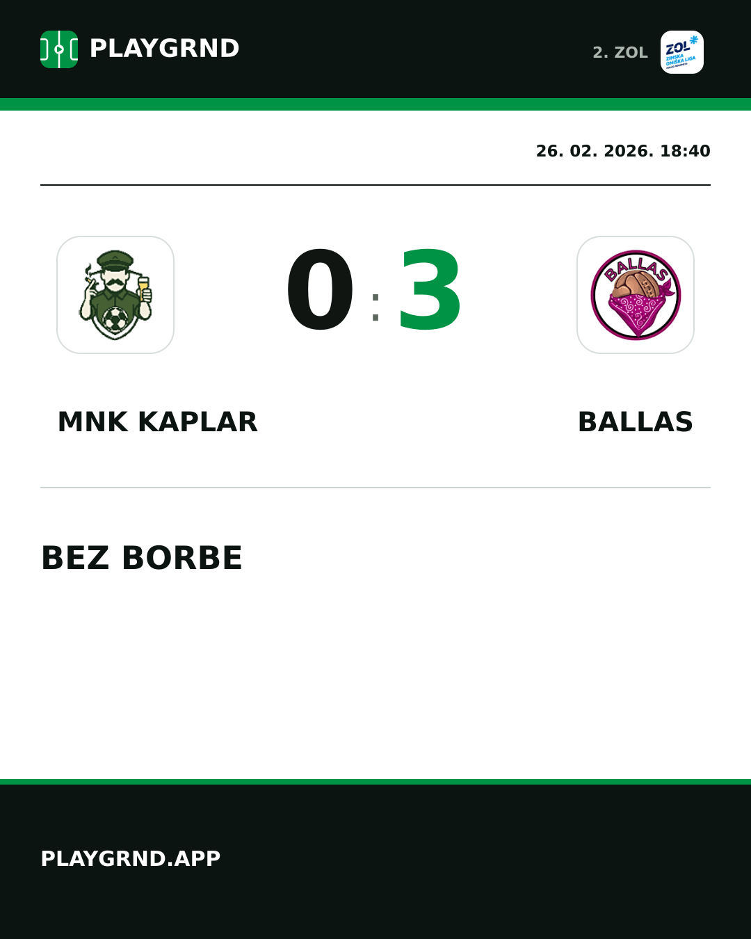 Instagram slika: MNK Kaplar 0:3 Ballas