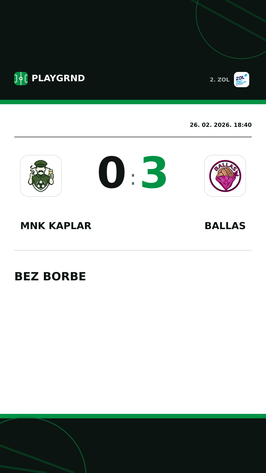 Instagram slika: MNK Kaplar 0:3 Ballas