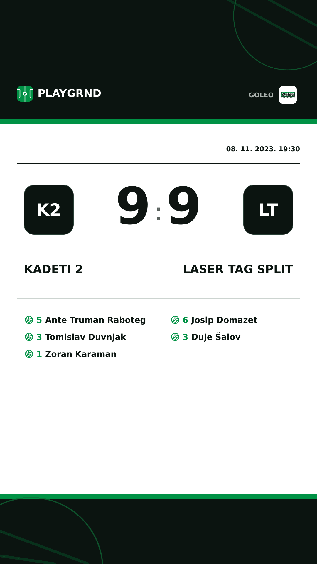 Instagram slika: Kadeti 2 9:9 Laser tag Split