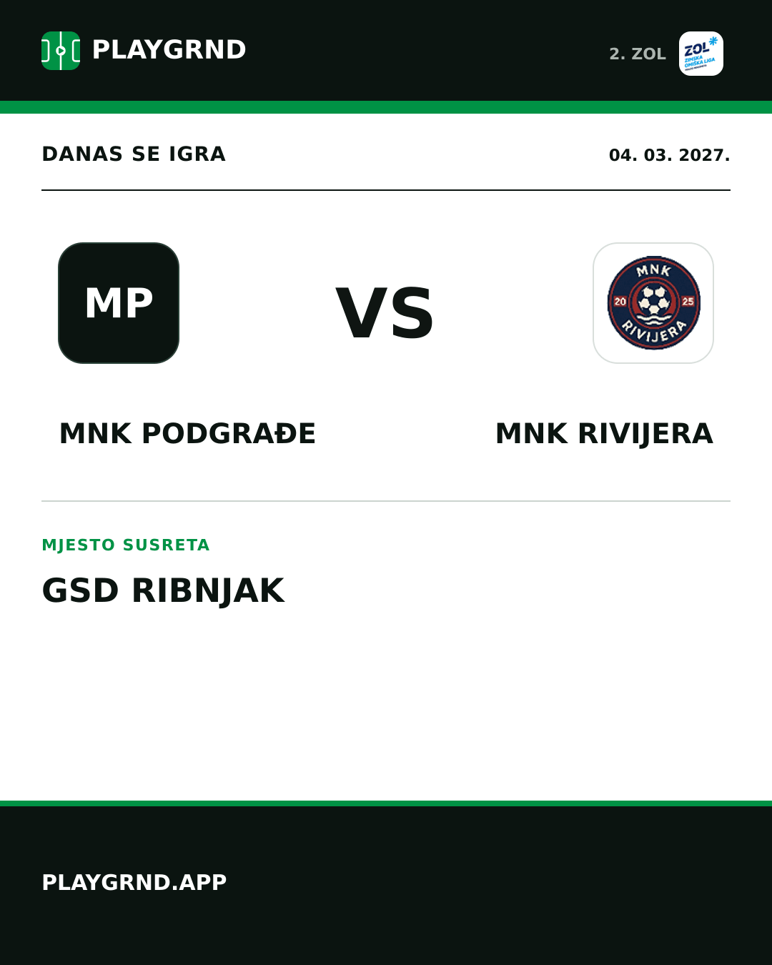 Instagram slika: MNK Podgrađe vs MNK Rivijera