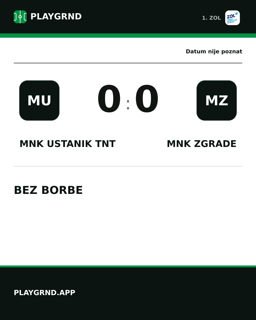 Instagram slika: MNK Ustanik TNT 0:0 MNK Zgrade