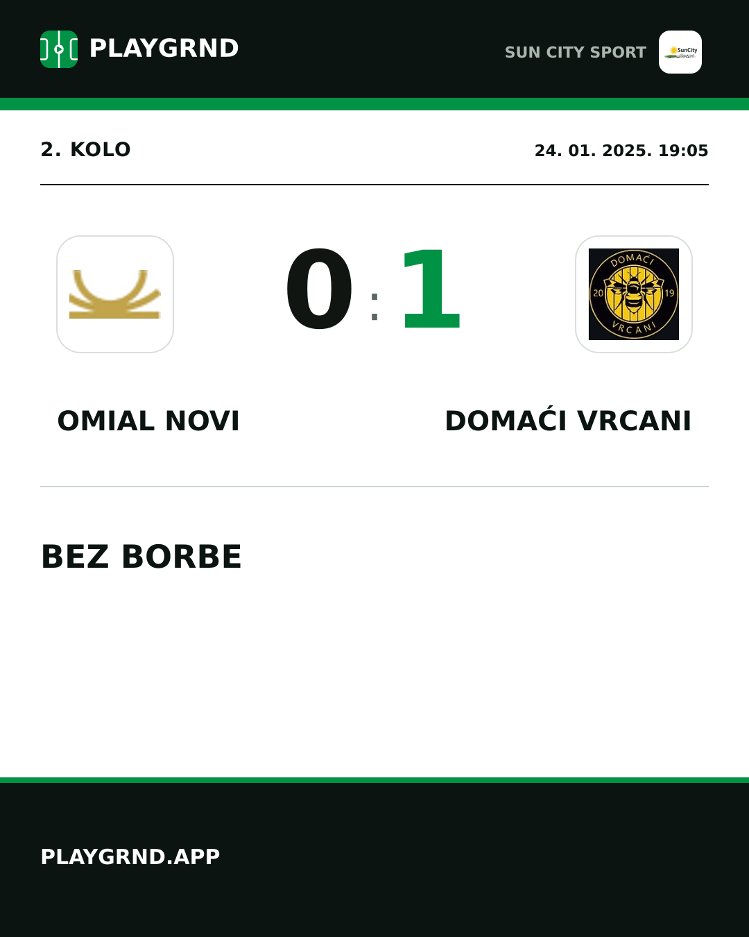 Instagram slika: Omial Novi 0:1 Domaći Vrcani