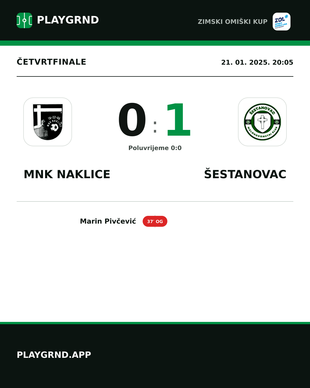 Instagram slika: MNK Naklice 0:1 Šestanovac