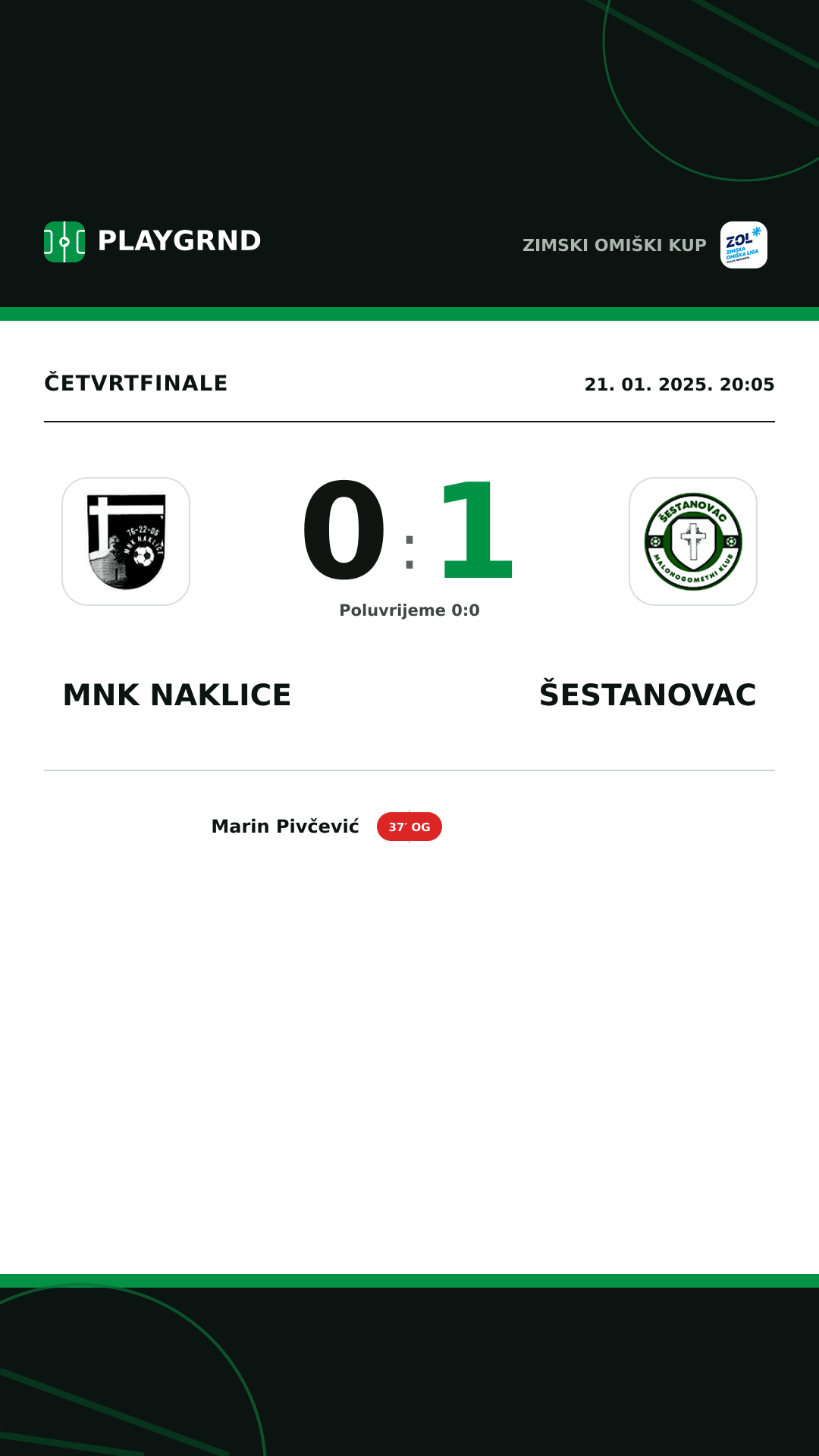 Instagram slika: MNK Naklice 0:1 Šestanovac