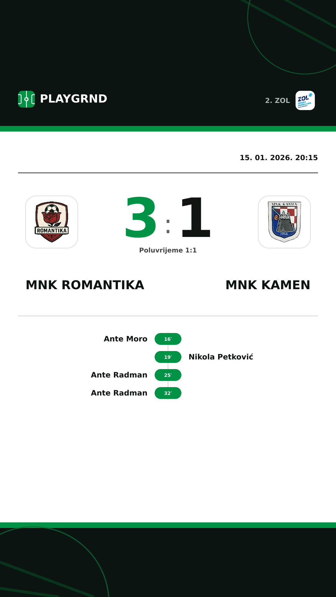 Instagram slika: MNK Romantika 3:1 MNK Kamen