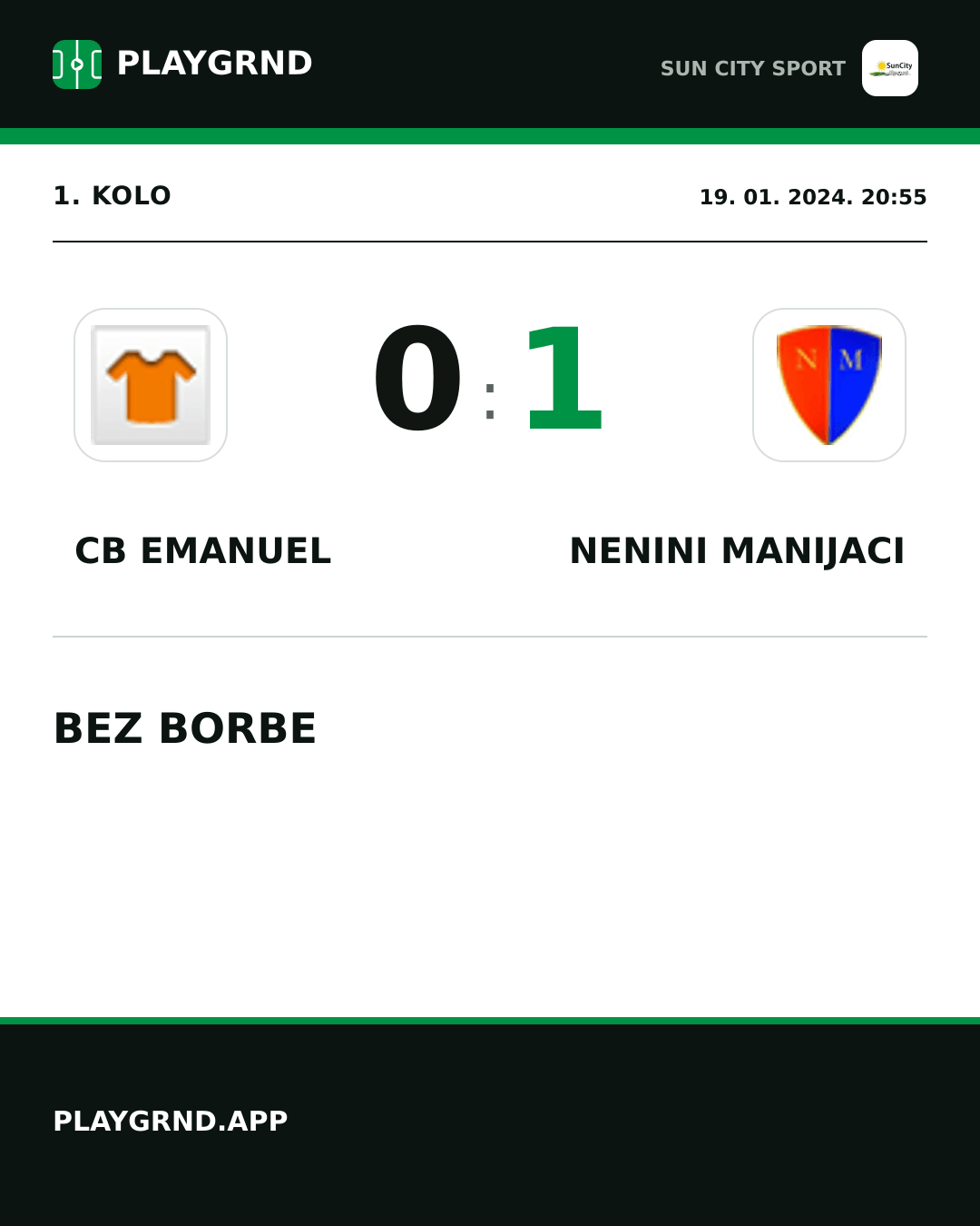 Instagram slika: CB Emanuel 0:1 Nenini Manijaci